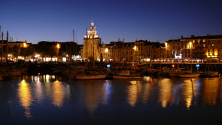 Harbor boats night clock tower - a harbor free wallpaper