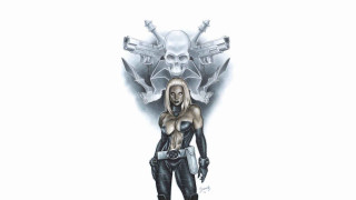 Woman gun skull cobra bodysuit - art of brom free wallpaper