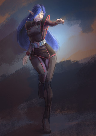 Woman costume dark blue hair - art station free wallpaper for mobile