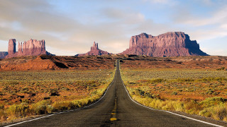 Long road desert mountains cloudy 4 - the background and a sky free wallpaper for desktop