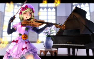Girl dress violin piano window - a pumpkin free wallpaper