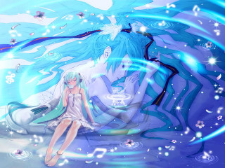 Girl blue hair white dress 2 - white dress free wallpaper