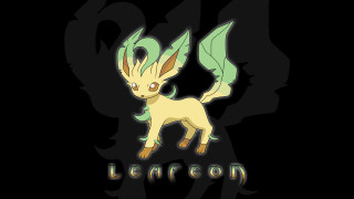Leafeon cartoon black background green - epsylon point free wallpaper for desktop