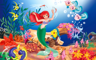 Cartoon mermaid colorful fish sea 2 - a fish free wallpaper