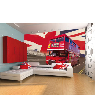 Living room couch mural bus 2 - free 3d render wallpaper for tablet