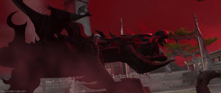 Red black dragon statue red - fang congyi free wallpaper