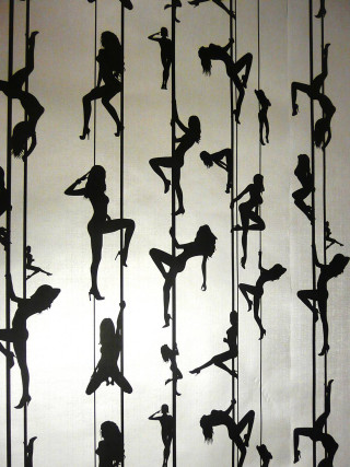 Climbing giantess silhouette bird feathers - kinetic free wallpaper for mobile