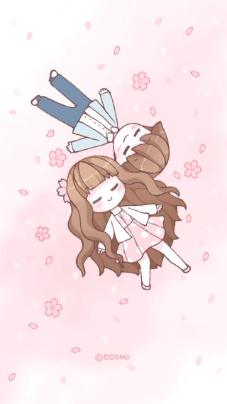 Flying people flowers background pink - free flowers wallpaper