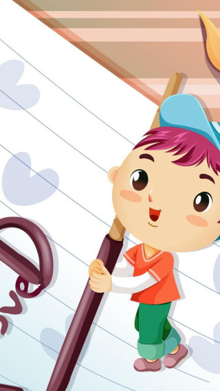 Young boy giant pencil question - a childs free wallpaper