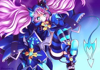 Pink hair blue outfit sword - color scheme free wallpaper