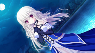 Woman blue dress waterfall full - a waterfall free wallpaper