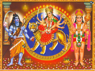 Deities animals painting gold border - a frame free wallpaper