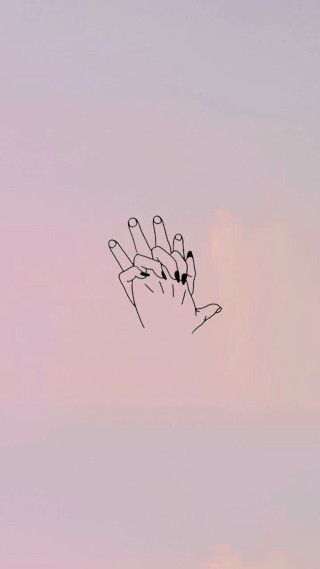 Hand fingers drawn sky pink - a hand free wallpaper for mobile