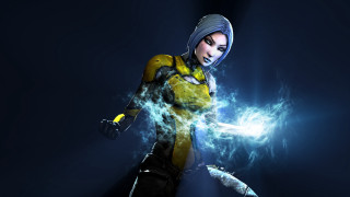 Woman yellow black outfit sword - dynamic lighting free wallpaper