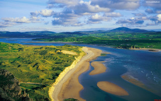 Beach water mountains open area - the middle of it free wallpaper