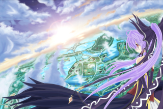 Purple hair castle sky mountain - cloud and a sun free wallpaper