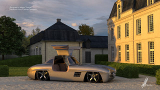 Futuristic car large building clock - a large building free wallpaper