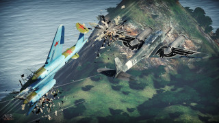 Fighter jets hillside ocean sunny - people watching free wallpaper for desktop