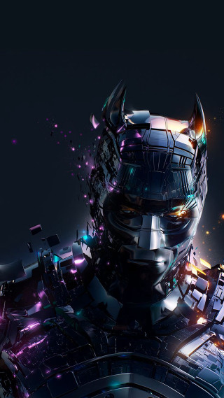 Futuristic robot glowing face purple - cyberpunk art free wallpaper for mobile