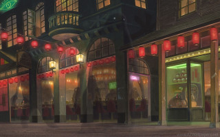 Store front night red lights - the front free wallpaper