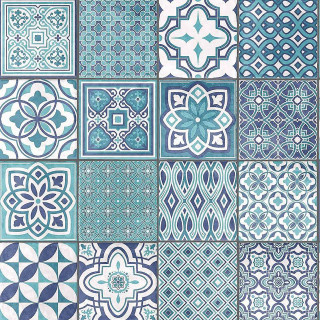 Blue white tiles collection different - maximalism free wallpaper for tablet