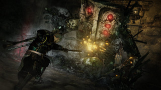 Man motorcycle tunnel demon statue - a dark cave free wallpaper