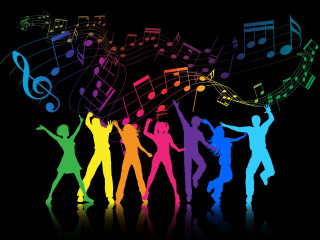 Dancing people musical notes rainbow - musical note free wallpaper