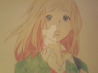 Girl long hair green jacket 2 - figurative art free wallpaper