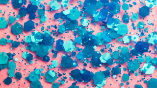 Pink background blue green confetti - pointillism free wallpaper