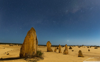Desert rocks stars sky bushes - david boyd free wallpaper
