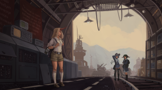 Trainstation militaryvehicle multigirls blondehair city - plein air free wallpaper