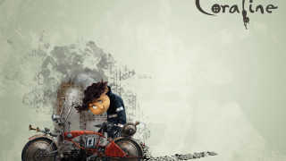 Cartoon character motorcycle guitar coraline - a cartoon character riding free wallpaper