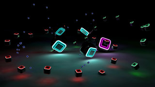 Glowing objects floating black background - object free wallpaper for desktop