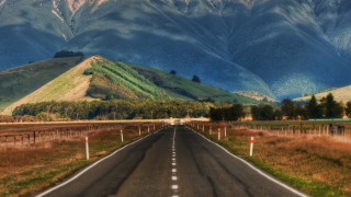 Long road mountain field fence - a long road free wallpaper