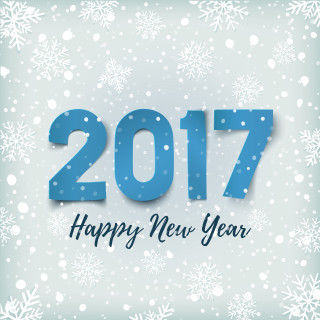 Blue new year card snowflakes - free new year wallpaper for tablet