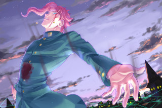 Woman blue dress purple sky - a purple sky free wallpaper