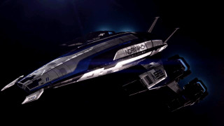 Futuristic vehicle flying nighttime bright - mass effect free wallpaper for desktop