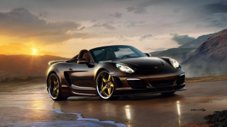 Brown sports car wet road 2 - a wet road free wallpaper