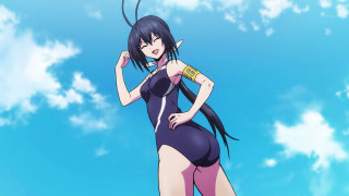 Woman purple dress blue sky - cloud behind her free wallpaper