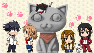 Anime characters group cat head - their shoulder free wallpaper