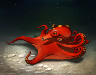 Red octopus laying ground head - amédée ozenfant free wallpaper