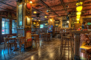 Restaurant bar chairs tables stools - a bar free wallpaper
