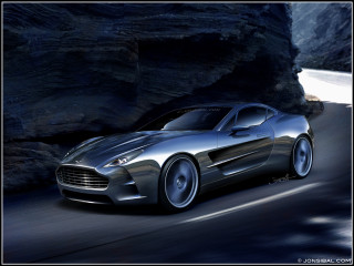 Silver sports car mountain cliff 2 - matte drawing free wallpaper