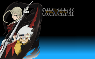 Anime characters swords black background - a blue border free wallpaper