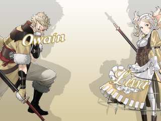 Anime couple swords owami demon - inspired free wallpaper for desktop