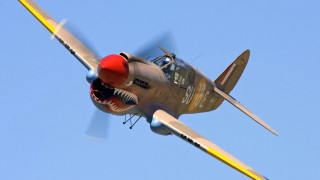 Small airplane blue sky propeller - side and a propeller free wallpaper