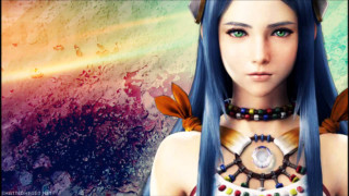 Woman blue hair necklace rainbow - final free wallpaper for desktop