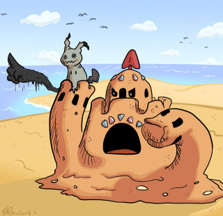 Sand castle cat dog bird - a cave painting free wallpaper for tablet