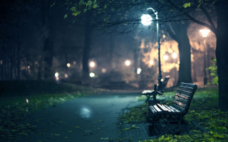 Park bench sidewalk dark night - the tree free wallpaper
