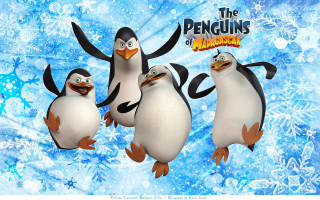 Penguins blue background snowflakes winter - a group of penguins free wallpaper